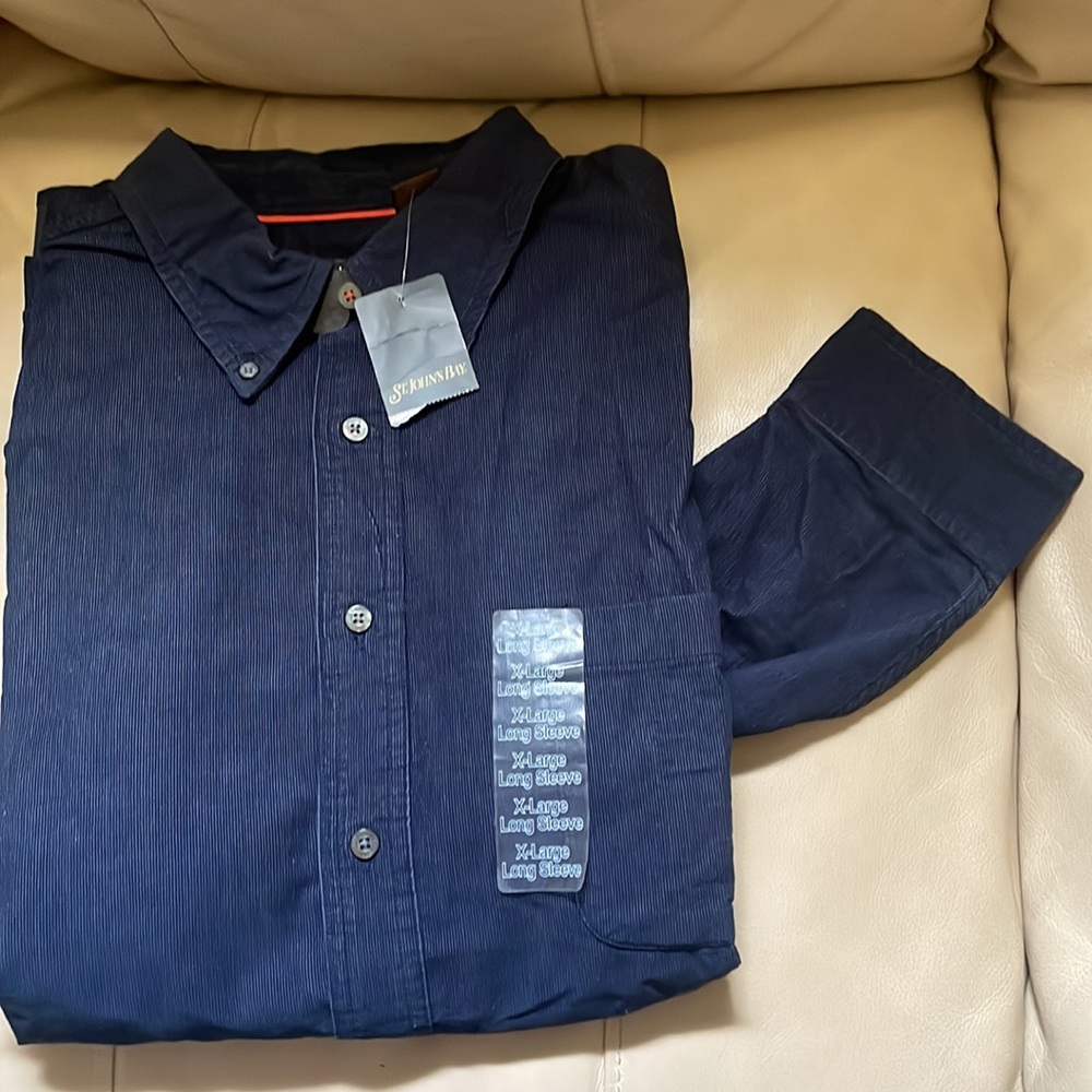 ST.JOHN’S BAY DARK BLUE BUTTON DOWN LONG SLEEVE DRESS SHIRT XL - Picture 5 of 8